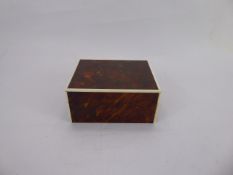 An Antique Tortoiseshell and Ivory Trinket Box, approx 13 x 10 x 6 cms.