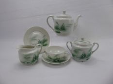 A Japanese Porcelain Tea Set, comprising teapot, milk jug, sugar bowl, eight cups, eight saucers,