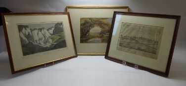 Miscellaneous Framed and Glazed Pictures, including a black and white etching of the South West of