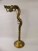 A 20th Century Chinese Decorative Brass Dragon Table Lamp Stand, approx 57 cms together with an