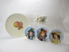 Miscellaneous Continental Porcelain Plates, including Rosenthal, a French pouring cup and saucer and