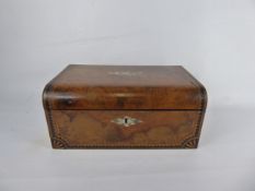A Mahogany Writing Box with Mother of Pearl inlay to lid and front.