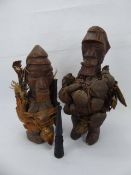 Two Wooden Nigerian Fertility Figures, approx 30 cms and 27 cms respectively, together with a wooden