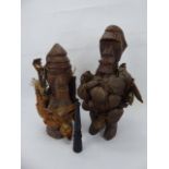 Two Wooden Nigerian Fertility Figures, approx 30 cms and 27 cms respectively, together with a wooden