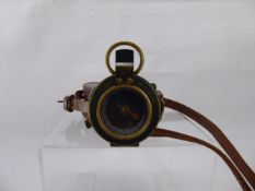A T. French & Son WWI Military Compass, nr 108153 with mother of pearl dial and original leather