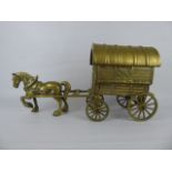 A Brass Fireside Horse and Carriage, approx 56 x 27 cms, together with nine other items of