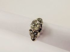 A Vintage 18ct Hallmarked White Gold Old Cut Diamond Ring, approx 75 pts, the basket set ring having