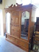 A Vintage Pine Compactum, approx 176 x 223 x 47 cms, the compactum with two hanging cupboards, a