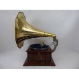 A Vintage 'His Master's Voice' Gramophone, with brass trumpet.