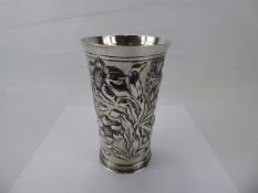 An Art Nouveau Silver Vase, the vase being decorated with repousse floral design, London hall