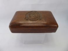 Three Boxes, including hand carved box bearing an Royal Engineers insignia, approx 11 x 19 x 5