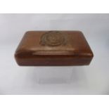 Three Boxes, including hand carved box bearing an Royal Engineers insignia, approx 11 x 19 x 5