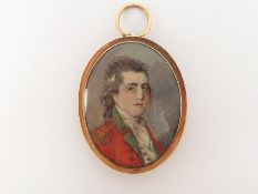 A 19th Century Portrait Miniature, depicting a gentleman in uniform approx 5 x 4 cms, the reverse