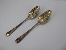 A Pair of Georgian Berry Spoons, London hallmark, dated 1751, mm T E (registered as untraced),