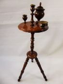 An Antique Turned Mahogany Smokers Stand, approx 95 x 32 cms