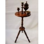 An Antique Turned Mahogany Smokers Stand, approx 95 x 32 cms