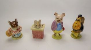 Four Beswick Beatrix Potter Figurines, including Pigling Bland, Tom Thumb, Mrs Tittlemouse, Sally