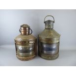 Two Vintage Brass Port & Starboard Nautical Oil Lanterns.