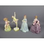 Four Porcelain Figurines, including Royal Worcester 'Thursdays Child', 'Fridays Child', 'Sweet Anne'