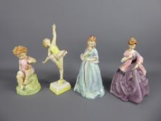 Four Porcelain Figurines, including Royal Worcester 'Thursdays Child', 'Fridays Child', 'Sweet Anne'