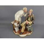 A Capodimonte Porcelain Figural Group, depicting an optician and his patient, approx 30 cms.