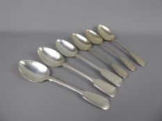 Six Silver Dessert Spoons, three Victorian London hallmark, dated 1842,1851 and 1874 respectively,