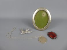 Miscellaneous Items, including Banded Agate & Silver Brooch, Marcasite Bird, Silver Picture Frame