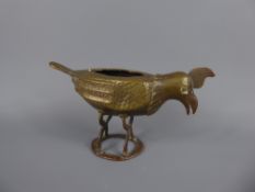 A West African Bronze Study of a Feeding Chicken, approx 20 x 10 cms. Provenance: Private Collection