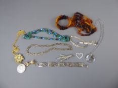 A Quantity of Costume Jewellery, a silver Coronation medal, small selection of silver jewellery.