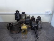 A Box of Miscellaneous Vintage Railway and road lamps, approx 11.