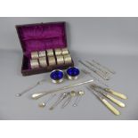 Miscellaneous Silver, including two silver nut-picks, two pickle forks, four salt spoons, silver