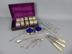 Miscellaneous Silver, including two silver nut-picks, two pickle forks, four salt spoons, silver