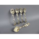 Four Victorian Silver Spoons, the bowls in the form of flowers with foliate handles, mm George W.