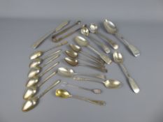 Miscellaneous Silver, including mismatched teaspoons, coffee spoons, caster, sugar nips, butter