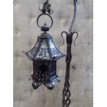 A Vintage Chinese-Style Pagoda Lamp on a wrought-iron stand, approx 145 cms high.