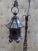 A Vintage Chinese-Style Pagoda Lamp on a wrought-iron stand, approx 145 cms high.
