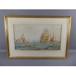 Unsigned, English School water colour circa 1900, depicting sailing vessels, barges in choppy