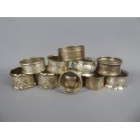 A Quantity of Silver Napkin Rings, including four Sheffield hallmark and five Birmingham hallmark,