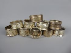 A Quantity of Silver Napkin Rings, including four Sheffield hallmark and five Birmingham hallmark,