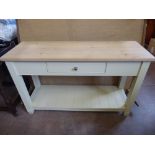 A Contemporary Cream Painted Sideboard, with single short central drawer and lower shelf, approx 122