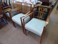 Three 1950's George White Dining Chairs (George White worked for Gordon Russell), one with a green