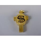 An Antique 9 ct Gold and Enamel Memorial Cross Pendant.