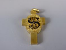 An Antique 9 ct Gold and Enamel Memorial Cross Pendant.