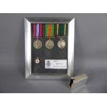 Group of WWII Medals, to 2038158 SSGT S. Wise REME, and an enamel veterans badge, mounted into a