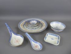 A Chinese Part Dinner Service, comprising four large plates, four shallow bowls, four saucers,