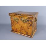 A Small French Sewing Box opening at the top with fitted interior (nine compartments, one lidded