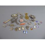 A Quantity of Silver, including an 18ct gold pencil a silver thimble, silver pendant, silver and
