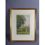 Sir William Everett, Tranquil Garden Scene, original watercolour, entitled 'Sketch from the Garden