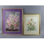 A Pair of Floral Still Life Water Colours, signed lower right Mary McGuiness, glazed and framed. The