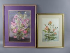 A Pair of Floral Still Life Water Colours, signed lower right Mary McGuiness, glazed and framed. The